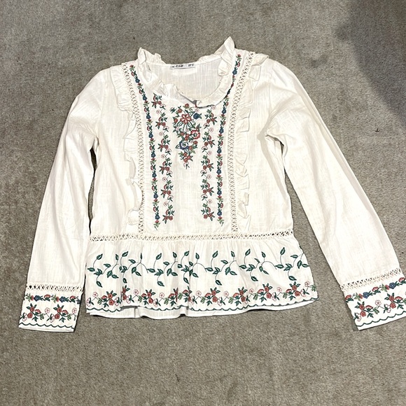 Boho chic cotton embroidered shirt size M - Picture 1 of 8